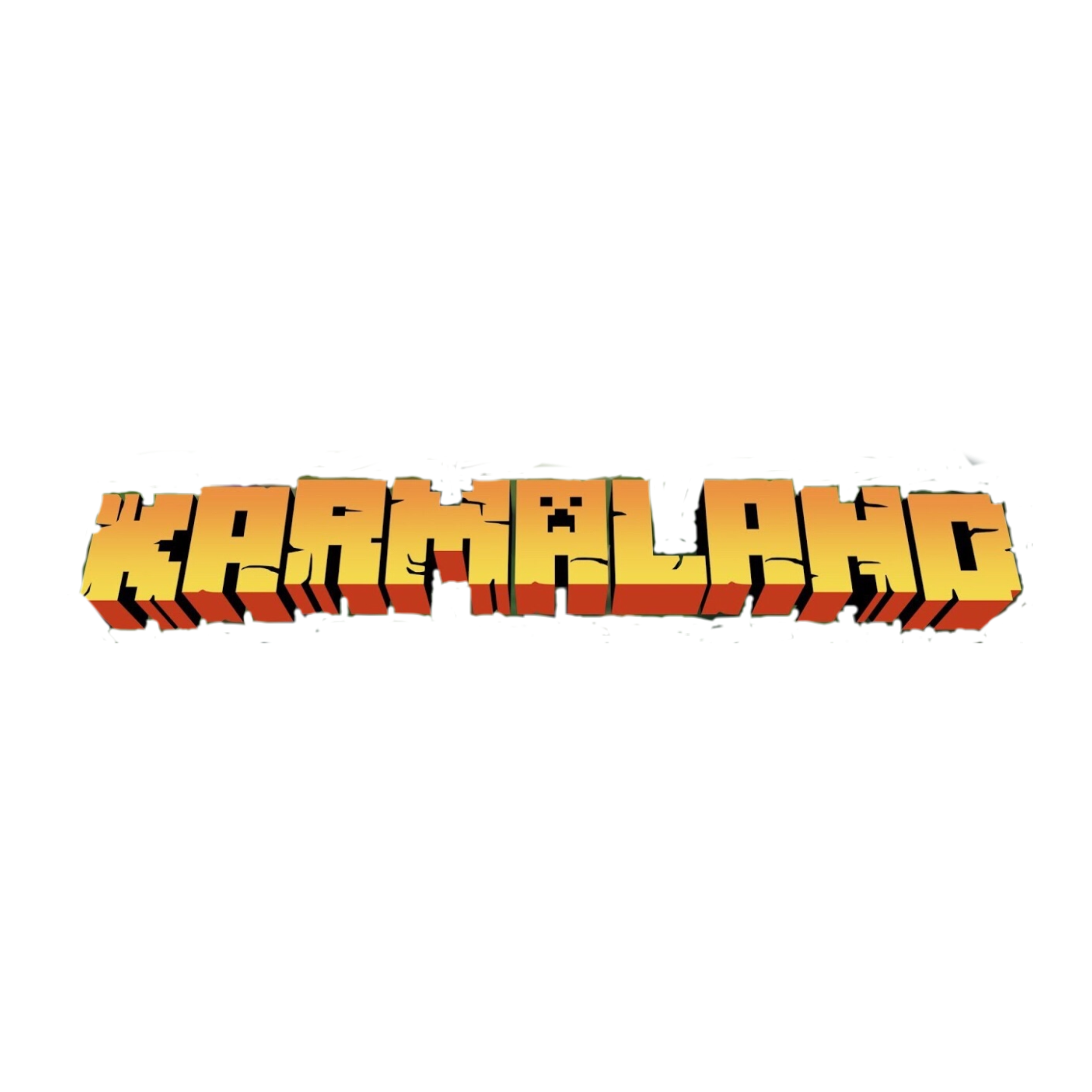 This is the Karmaland logo. It reads Karmaland in blocky but cracked Minecraft font with orange-yellow lettering.